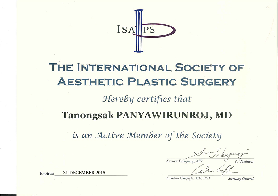 ISAPS Dr Tanongsak 2015-2016